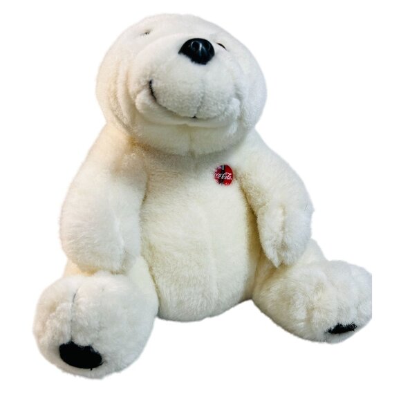 '93 Coca-Cola Polar Bear Plush Cuddly Animal Toy 10" Soft White Collectible - Picture 2 of 5